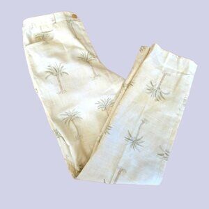 J. Mclaughlin Palm Tree Pants 12 Straight Leg Vintage 100% Cotton